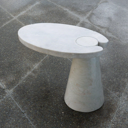 Cone Cantilever Table by Global Views. Made from honed white marble in a eclectic & global style.