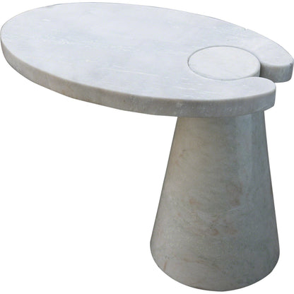Cone Cantilever Table by Global Views. Made from honed white marble in a eclectic & global style.