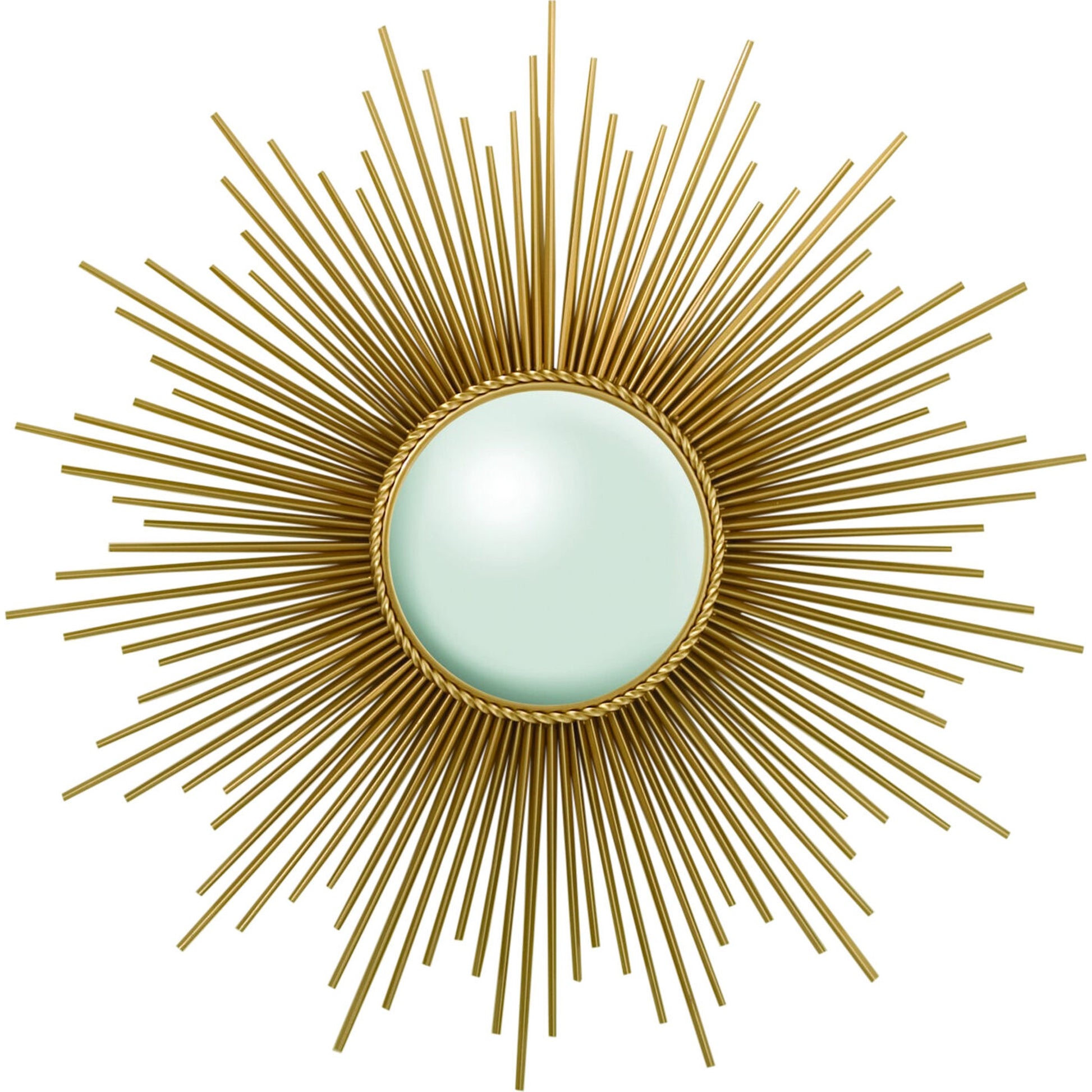 Sunburst Mirror with Security Hdwe by Global Views in gold. Made from brass, glass in a transitional style.