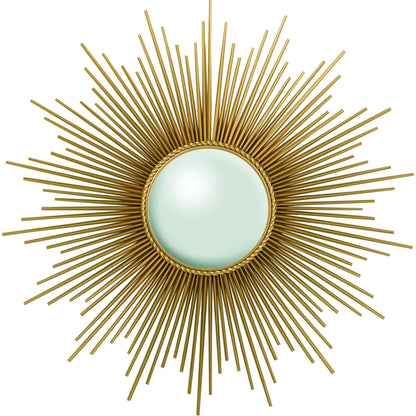 Sunburst Mirror with Security Hdwe by Global Views in gold. Made from brass, glass in a transitional style.