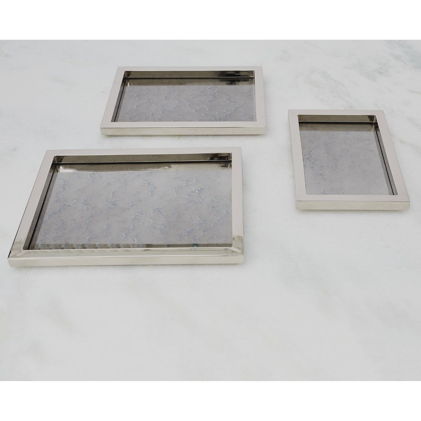 004 SR-892997 | Additional Silo | Stepped Nesting Trays by Global Views in nickel. Made from stainless steel in a modern style.