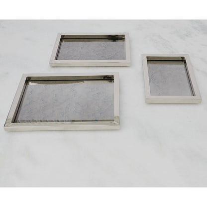 Stepped Nesting Trays by Global Views in nickel. Made from stainless steel in a modern style.