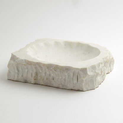 Chiseled Block Bowl by Global Views in white marble. Made from white banswara in a eclectic & global style.