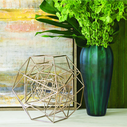 Geo Sculpture by Global Views in gold. Made from iron in a modern style.