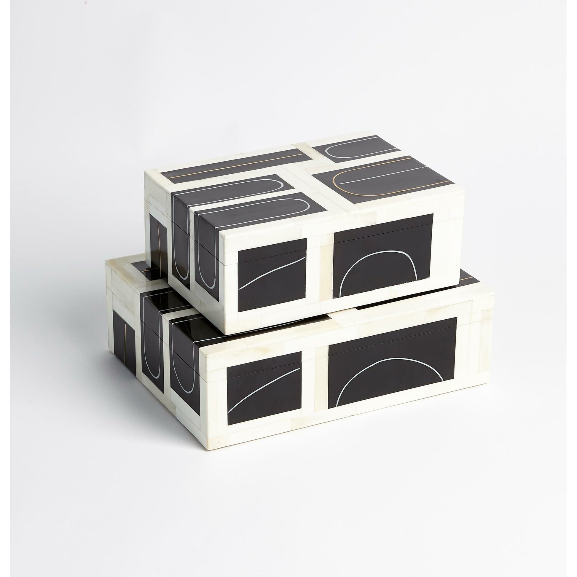 Brass Loop Box by Global Views. Made from mdf, brass, bone, resin in a modern style.
