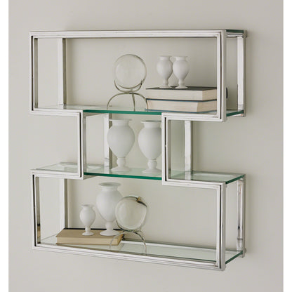 One Up Wall Shelf by Global Views. Made from stainless steel, tempered glass in a modern style.