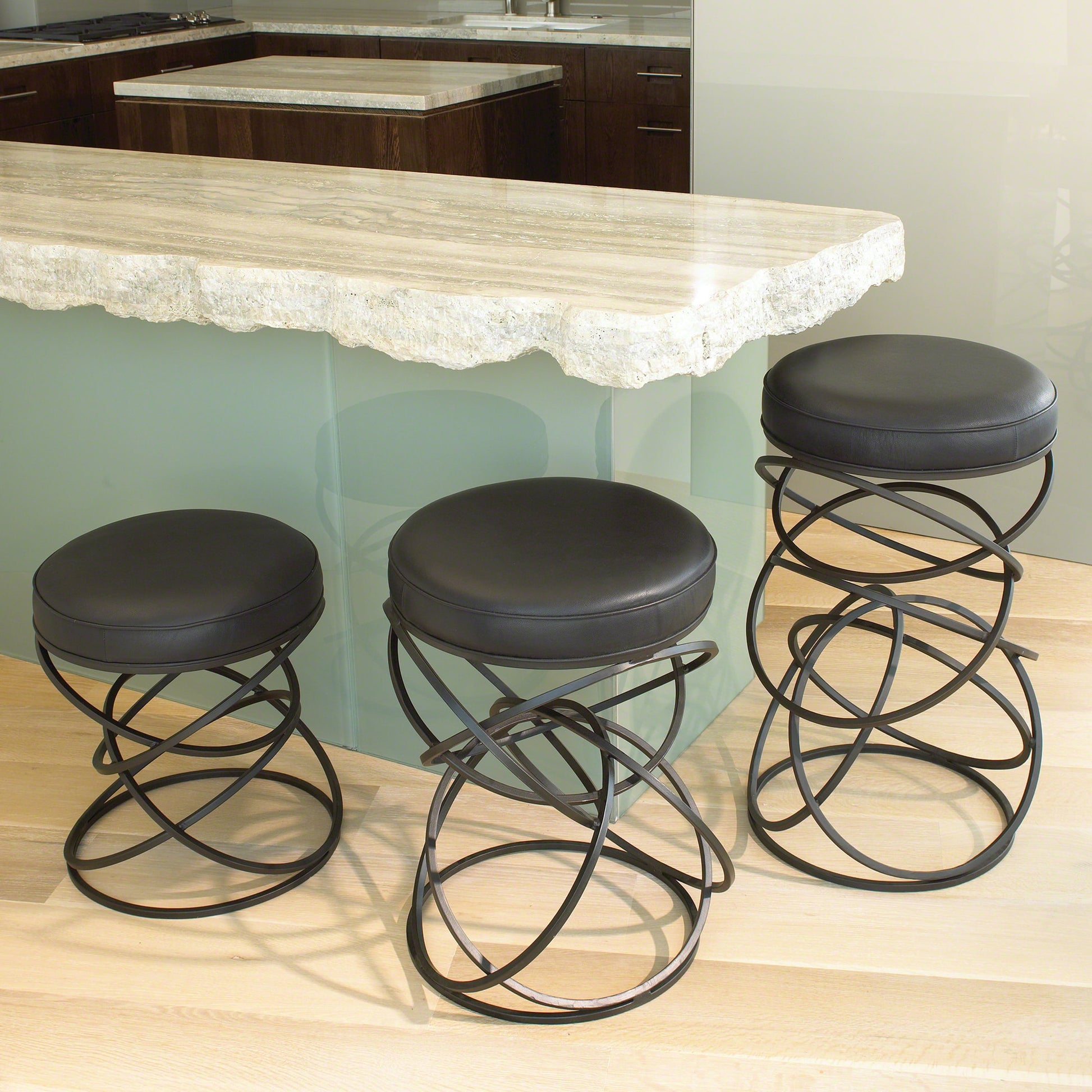 Ring Counter Stool by Global Views in black, brown powder coat. Made from iron in a modern style.