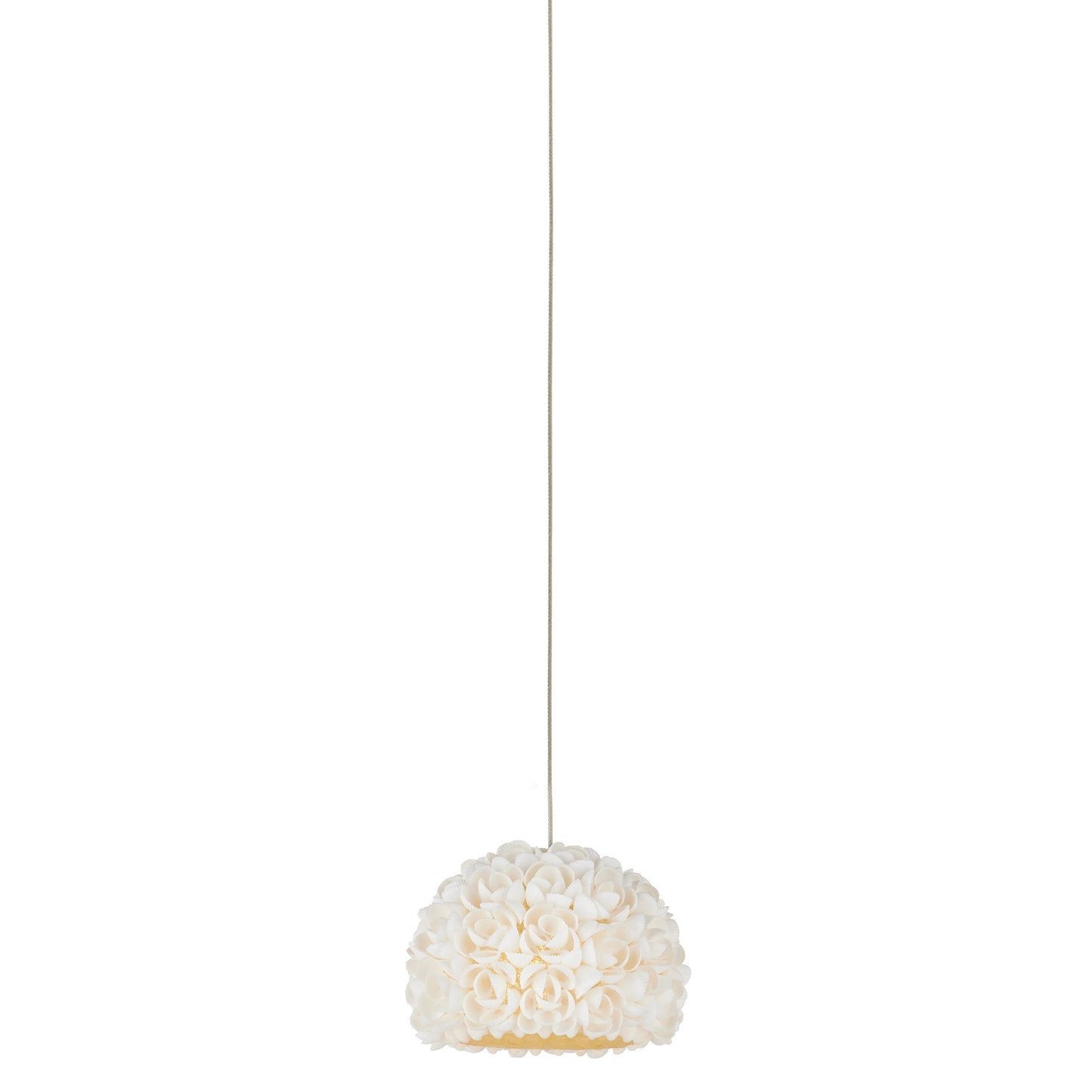 001 SI-2134111 | Primary Silo | Virtu 1-Light Round Multi-Drop Pendant by Currey and Company in natural, silver. Made from clamrose shell, metal, composite in a modern style.