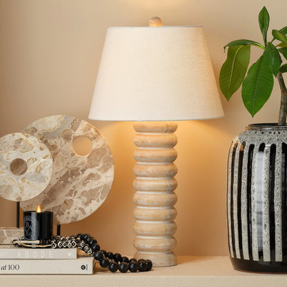 Abacus Table Lamp by Jamie Young. Made from mango wood in a modern style.