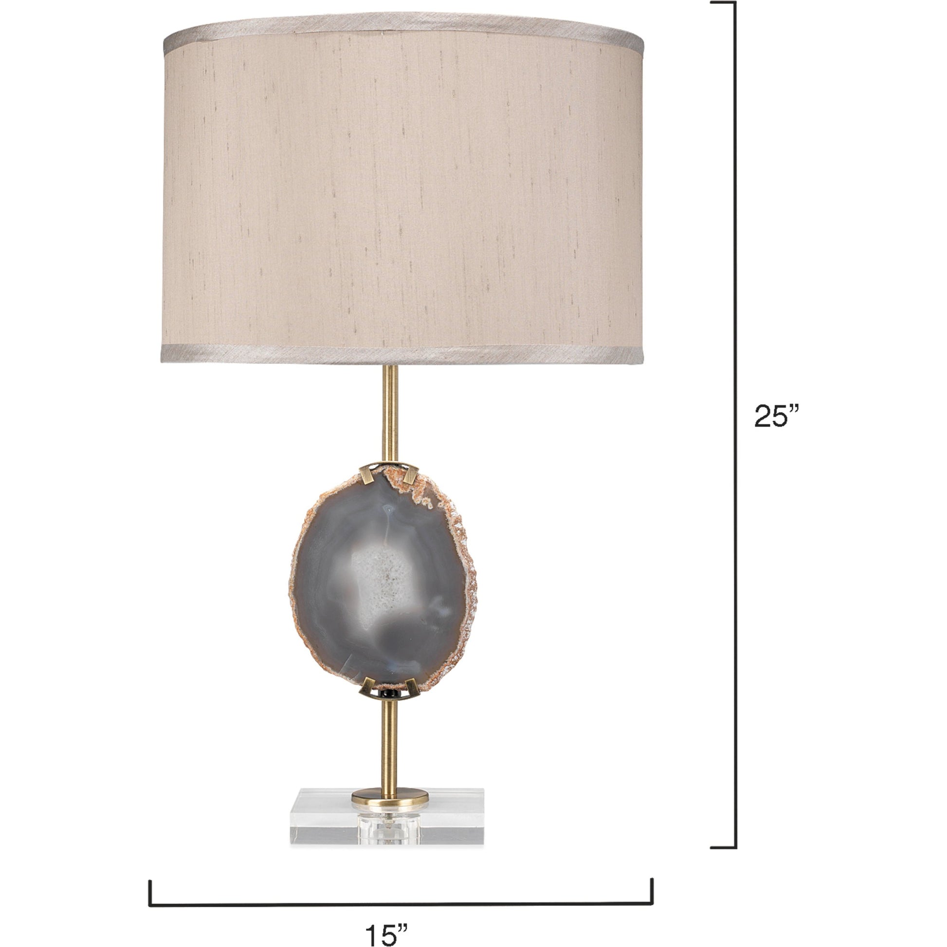 Agate Slice Table Lamp by Jamie Young in natural lavender agate, antique brass. Made from agate, crystal, metal in a eclectic & global style.