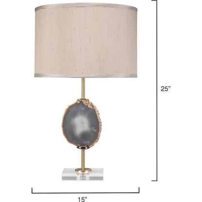 Agate Slice Table Lamp by Jamie Young in natural lavender agate, antique brass. Made from agate, crystal, metal in a eclectic & global style.