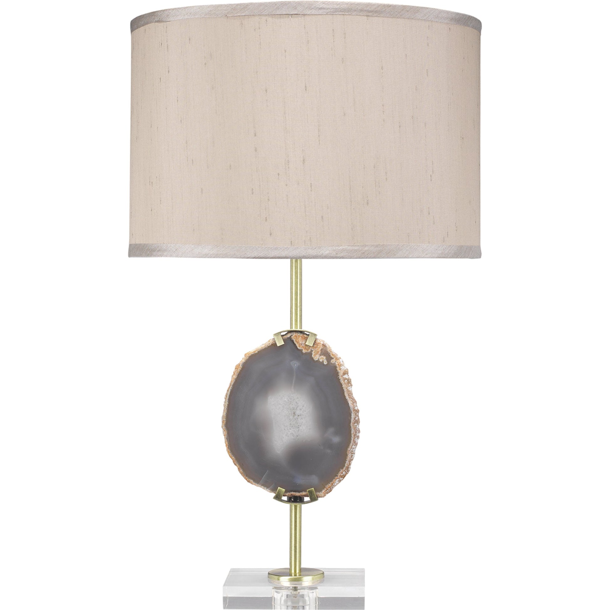 Agate Slice Table Lamp by Jamie Young in natural lavender agate, antique brass. Made from agate, crystal, metal in a eclectic & global style.