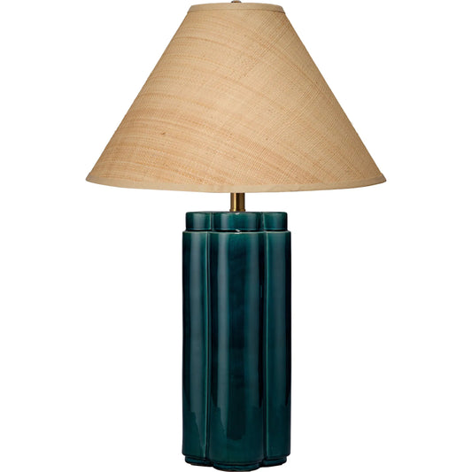 Allister Table Lamp by Jamie Young in blue and reactive blue glaze. Made from ceramic in a eclectic & global style.