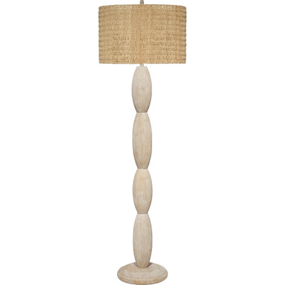 Almond Floor Lamp by Jamie Young in off, white and brushed white wash. Made from wood in a unique style.