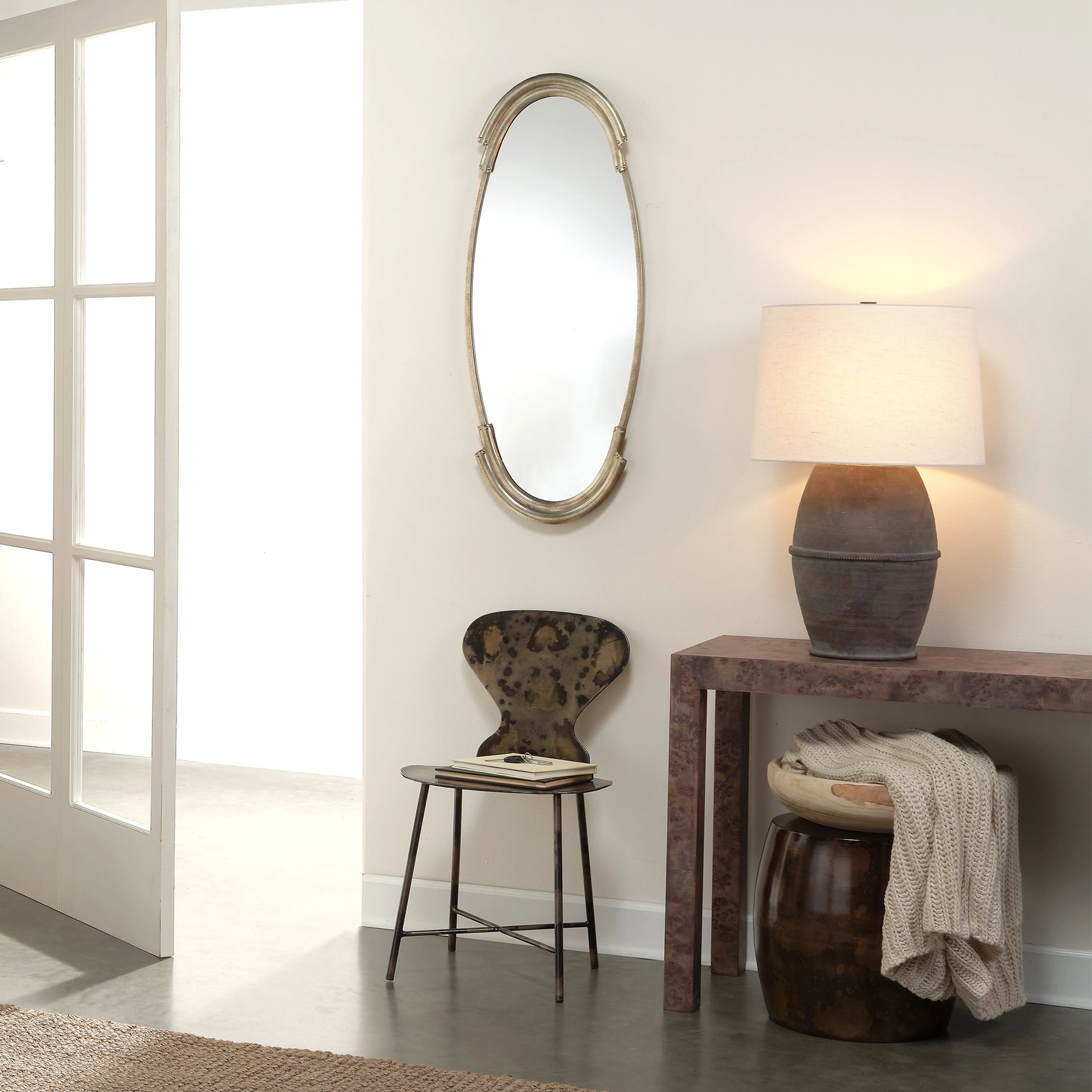 Antiquity Table Lamp by Jamie Young in dark grey. Made from ceramic in a modern style.