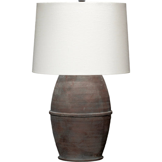 Antiquity Table Lamp by Jamie Young in dark grey. Made from ceramic in a modern style.