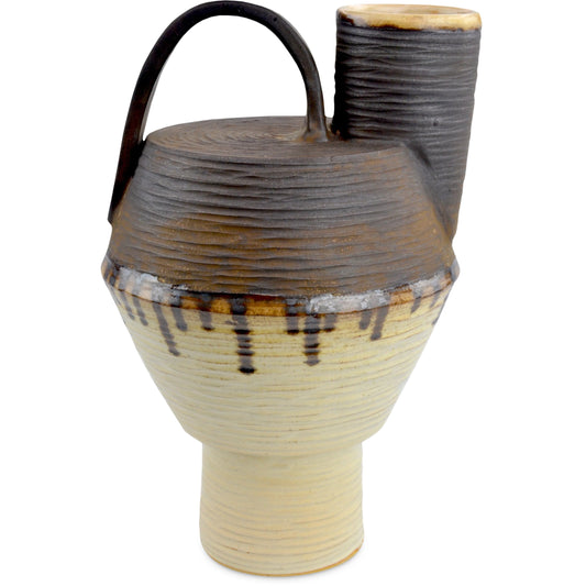 Bernard Vase by Currey and Company in ivory, brown. Made from terracotta in a modern style.