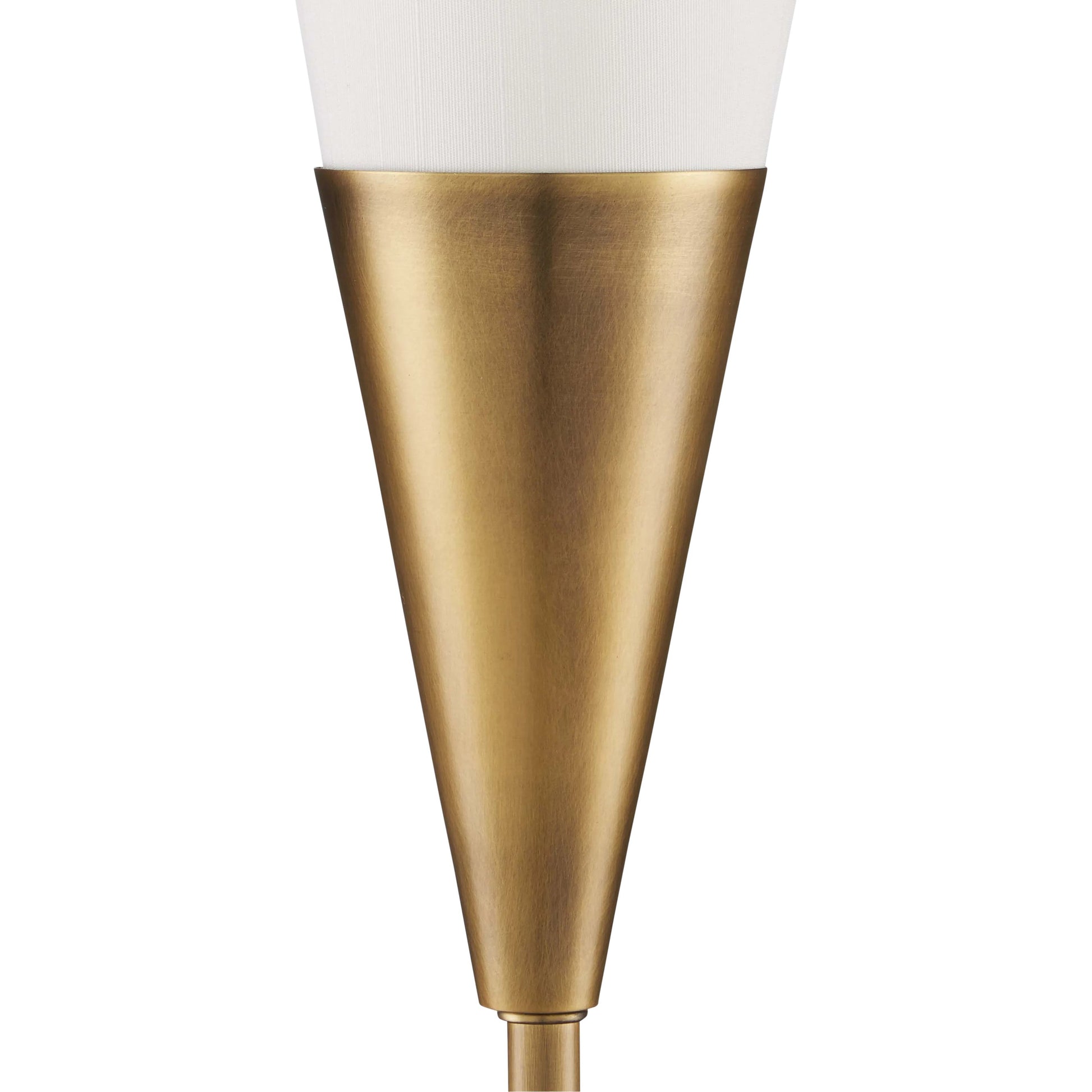 Martini Torchiere Table Lamp by Currey and Company in brushed brass, black. Made from metal, marble in a modern style.