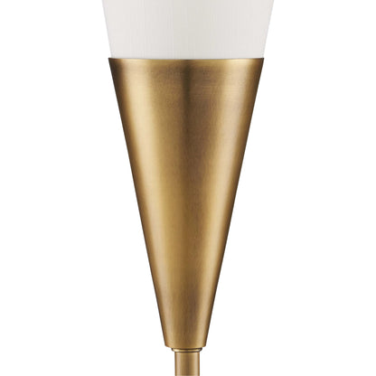 Martini Torchiere Table Lamp by Currey and Company in brushed brass, black. Made from metal, marble in a modern style.