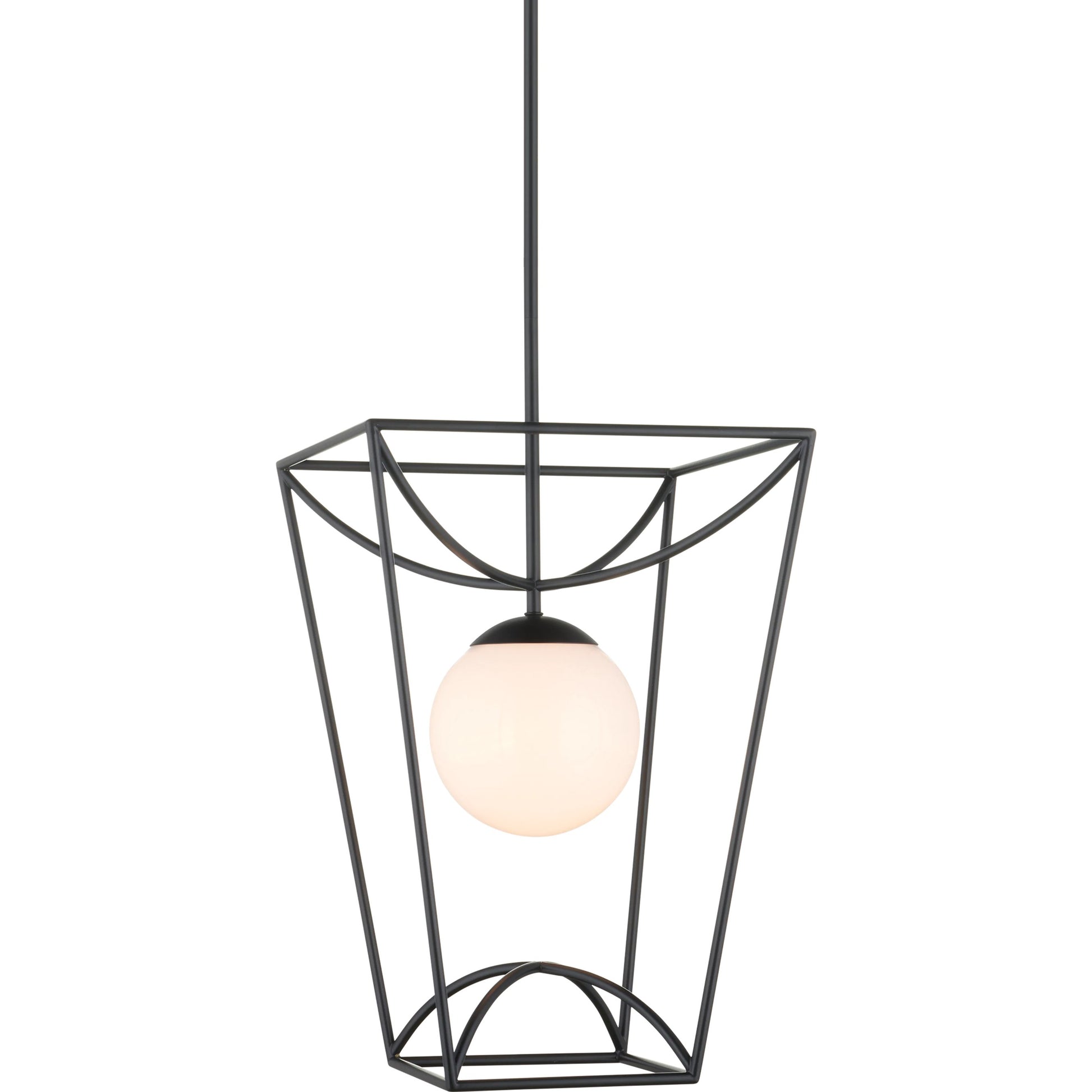 Rochefort Lantern by Currey and Company in black, white. Made from metal, glass in a modern style.