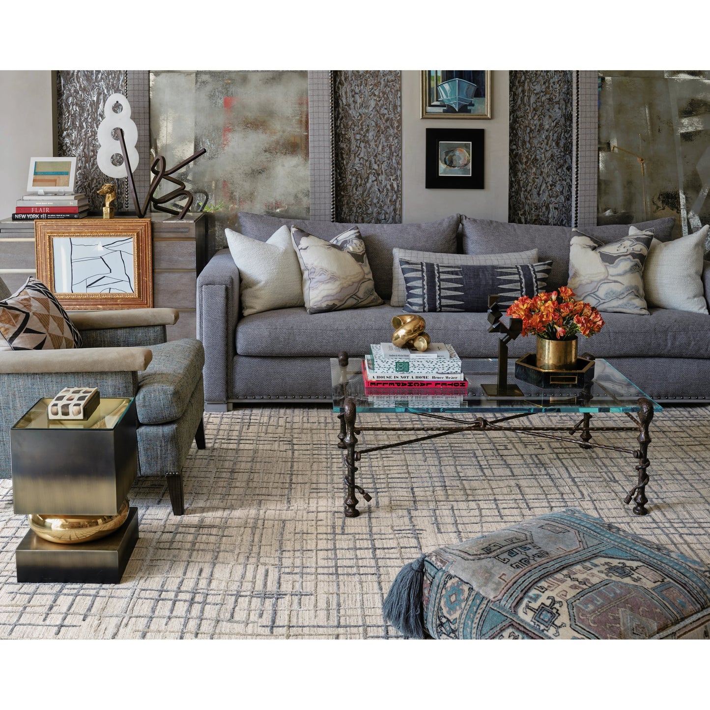 010 SI-2158983,SI-2158984,SI-2158985,SI-2158987,SI-2159169,SI-2159170 | Lifestyle | Kirkwood Transitional Rug - T08T8001 by Thom Felicia by Feizy Rugs in tan, silver. Made from viscose, wool in a unique style.
