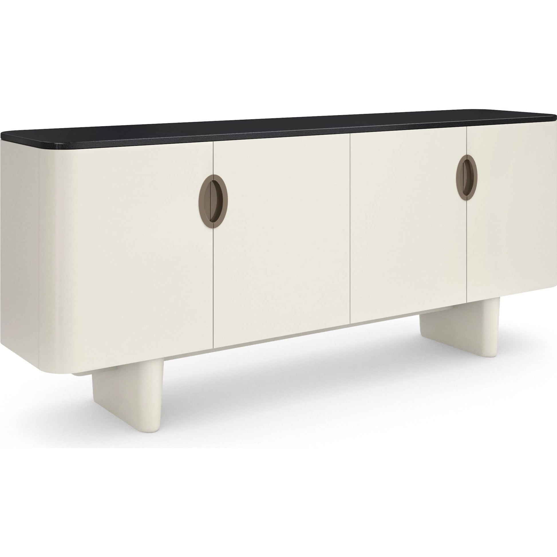 Paragon Sideboard by Caracole in blanc gloss, champagne gold. Made from unique in a modern style.