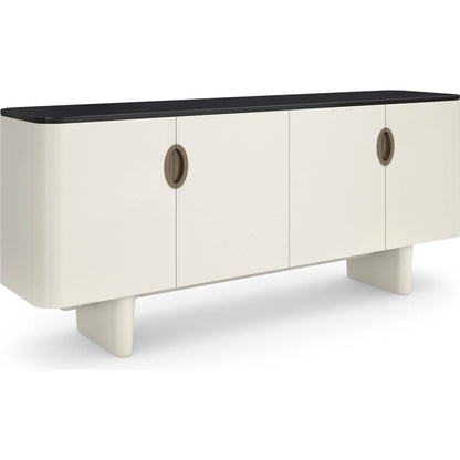 Paragon Sideboard by Caracole in blanc gloss, champagne gold. Made from unique in a modern style.