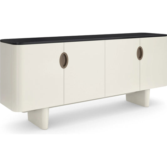 Paragon Sideboard by Caracole in blanc gloss, champagne gold. Made from unique in a unique style.