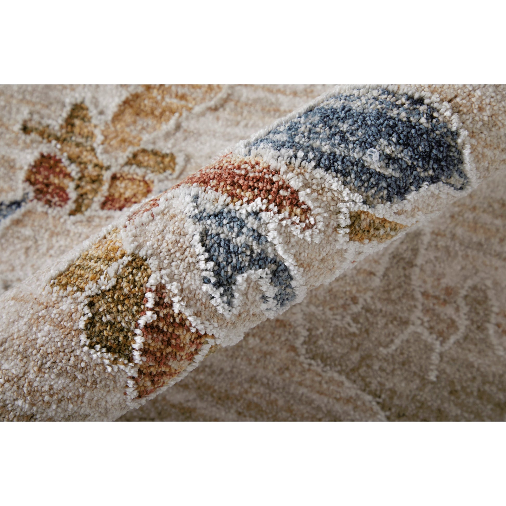Pasha Transitional & Botanical Rug - 39M8F by Feizy in ivory, blue, gold. Made from polyester in a unique style.