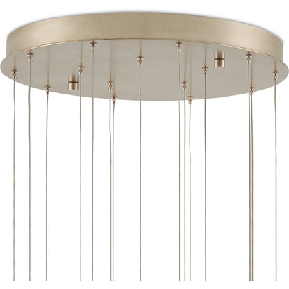 Banyan 15-Light Multi-Drop Pendant by Currey and Company in antique brass, clear, silver. Made from metal, glass in a modern style.
