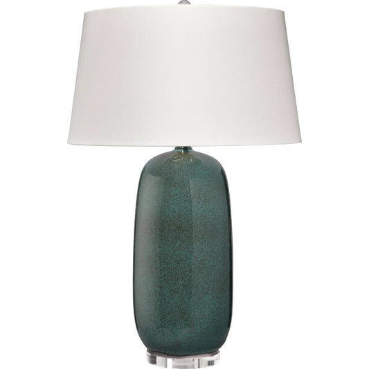 Balsam Table Lamp by Jamie Young in green and teal reactive glaze. Made from ceramic in a unique style.