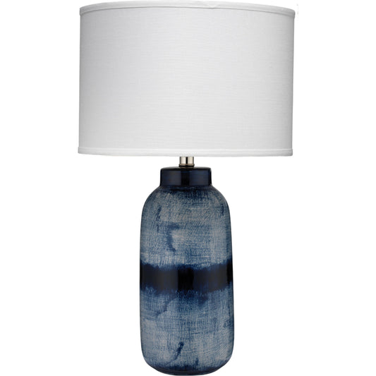 Batik Table Lamp by Jamie Young in indigo. Made from ceramic in a coastal style.