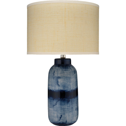 Batik Table Lamp by Jamie Young in indigo. Made from ceramic in a coastal style.