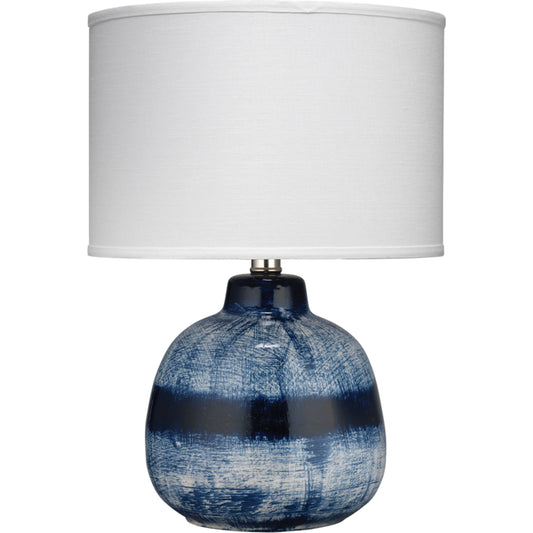 Batik Table Lamp by Jamie Young in indigo. Made from ceramic in a coastal style.