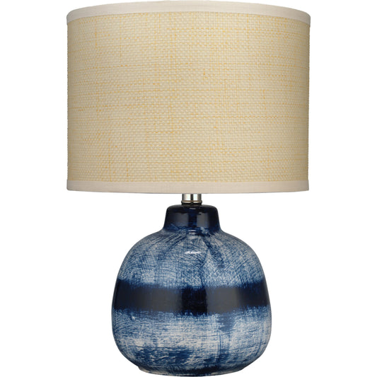 Batik Table Lamp by Jamie Young in indigo. Made from ceramic in a coastal style.