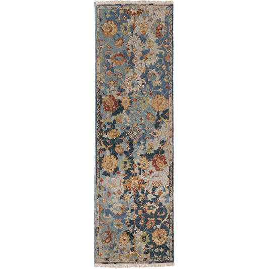 Leylan Transitional & Botanical Rug - 0587F by Feizy in blue, orange, red. Made from unique in a unique style.
