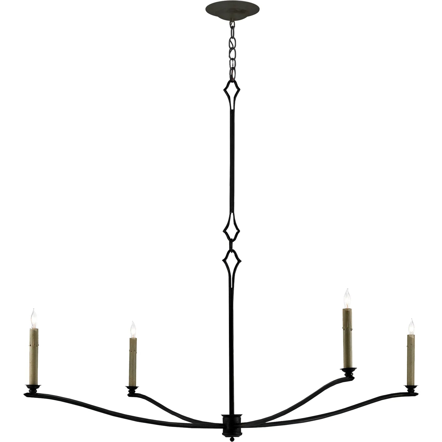 002 S-223642 | Additional Silo | Knole Chandelier by Currey and Company in french black. Made from wrought iron in a rustic style.