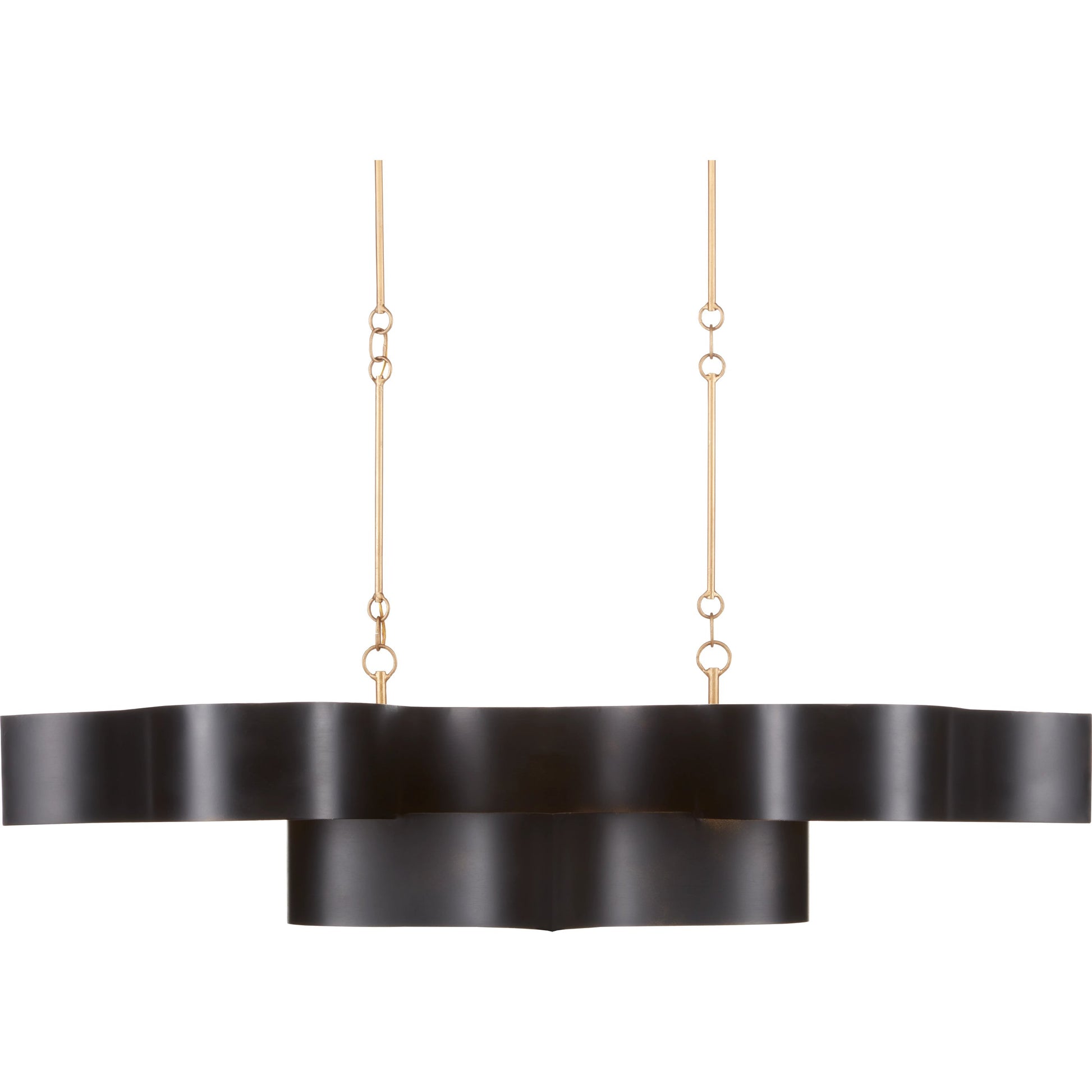 Grand Lotus Oval Chandelier by Currey and Company. Made from wrought iron in a modern style.
