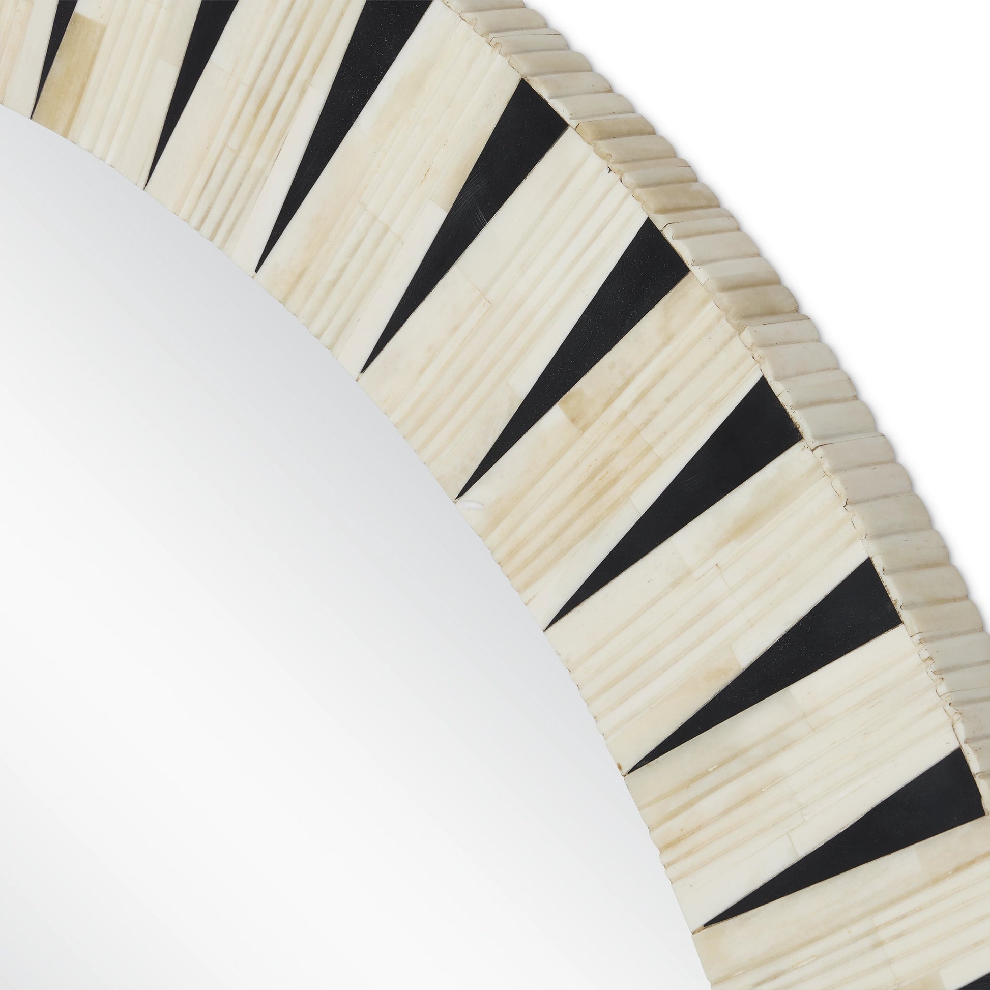 Arvi Mirror by Currey and Company in natural, black, mirror. Made from bone, resin, glass in a modern style.