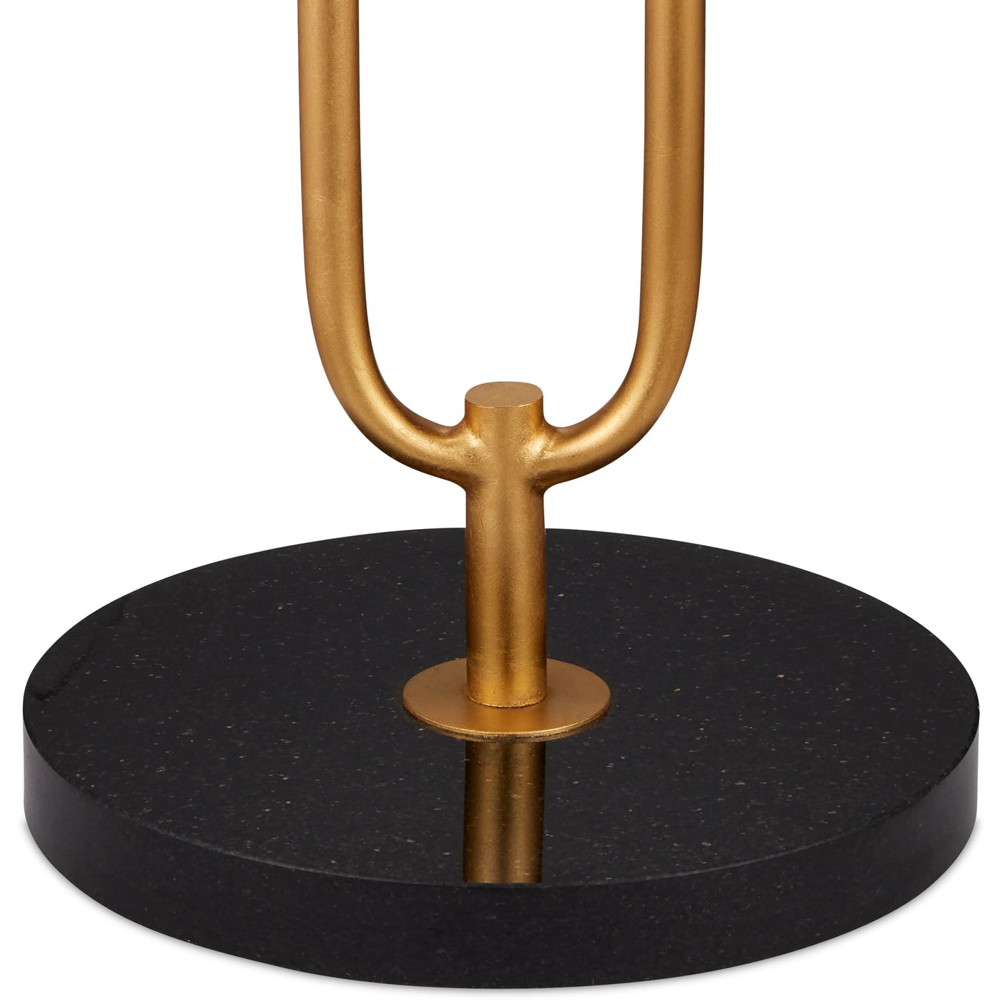 002 SI-2133946 | Closeup | Glossary Floor Lamp by Currey and Company in contemporary gold leaf, natural. Made from metal, marble in a modern style.