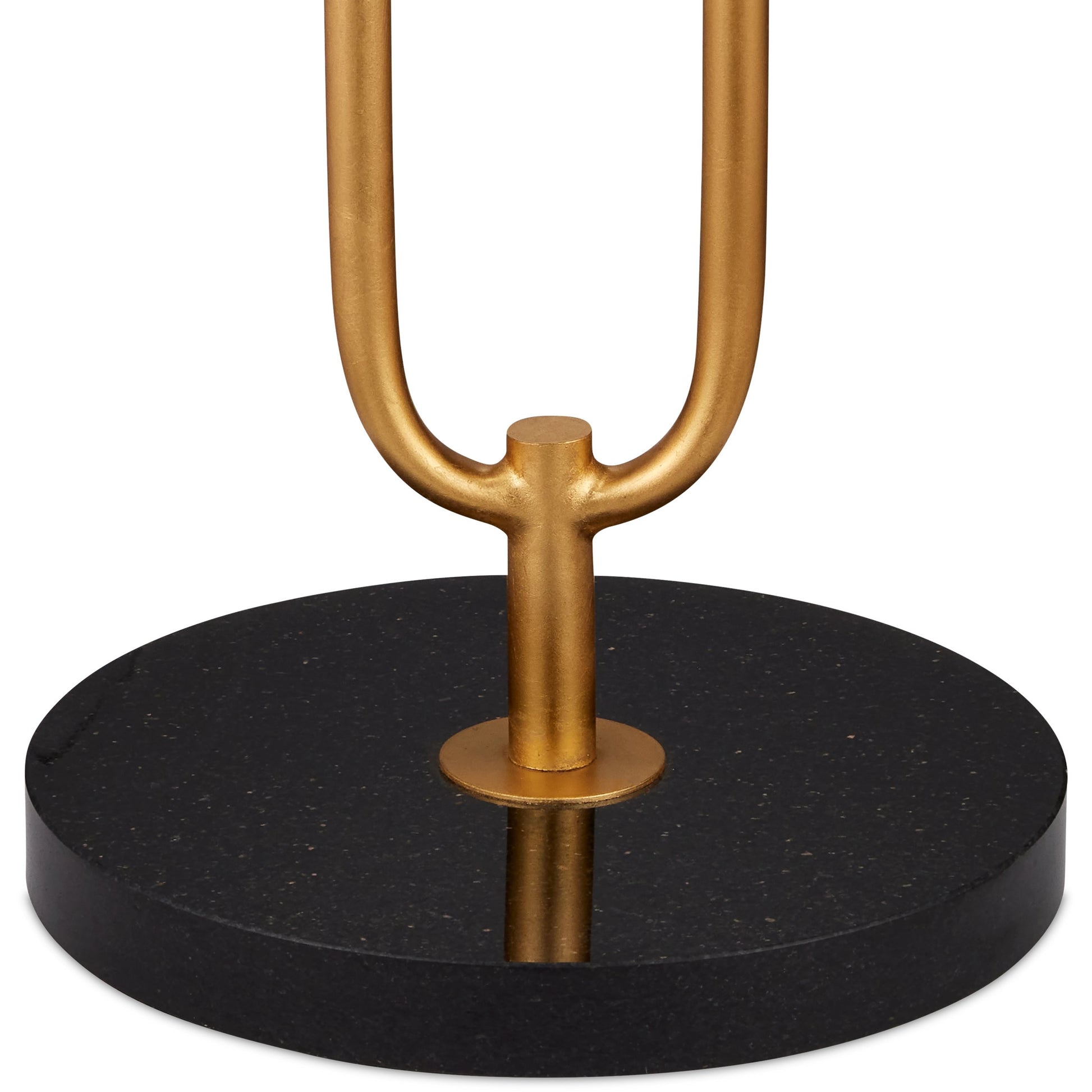 Glossary Floor Lamp by Currey and Company in contemporary gold leaf, natural. Made from metal, marble in a modern style.