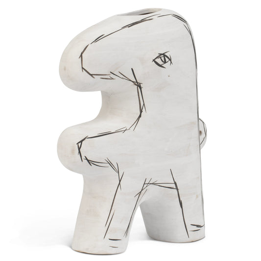 Whimsical Sculpture by Currey and Company in off white, black. Made from porcelain in a eclectic & global style.