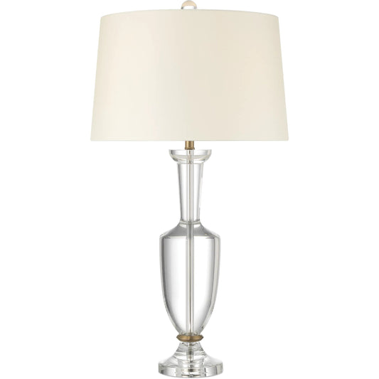 Classico Table Lamp by Currey and Company in clear, natural brass. Made from optic crystal, metal in a unique style.
