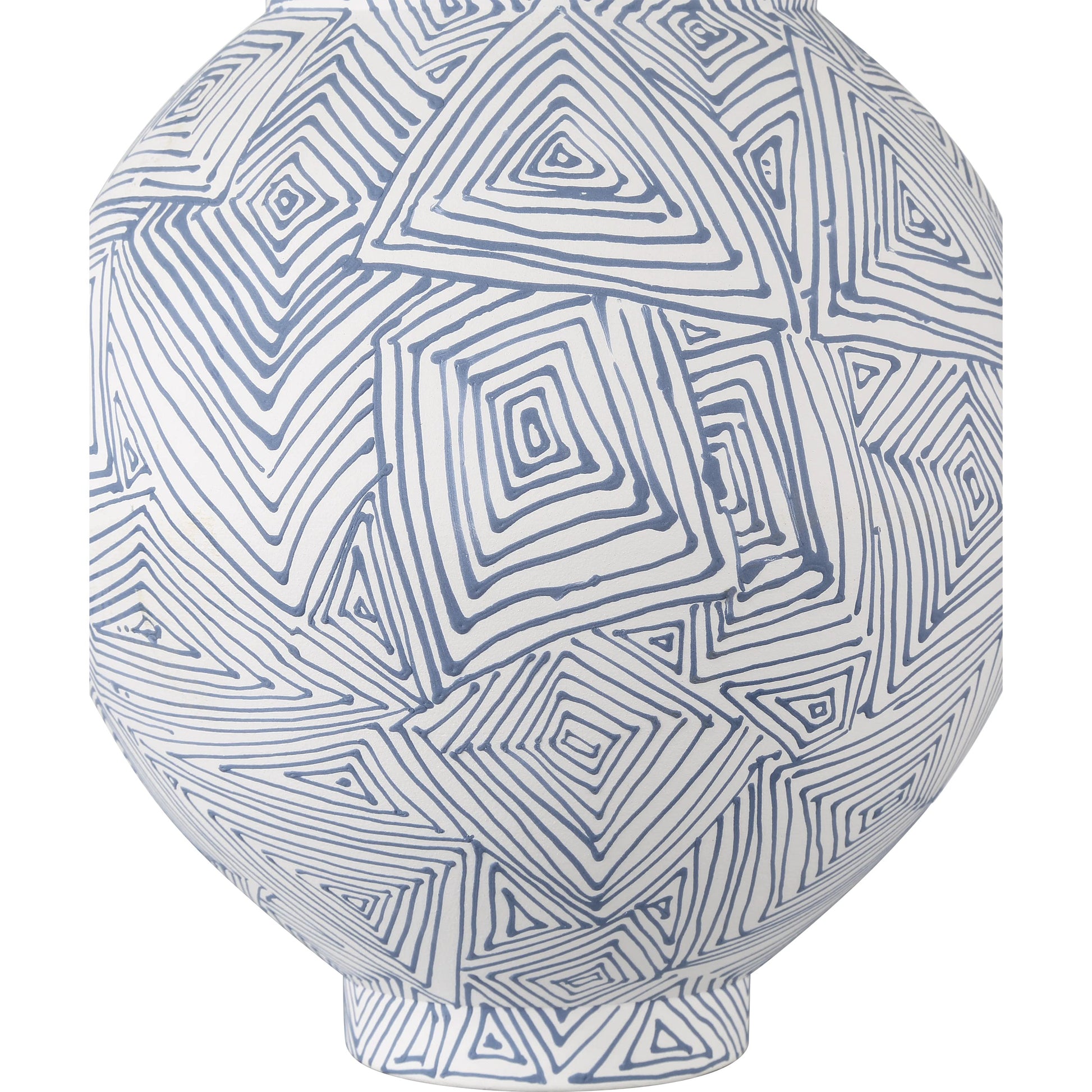 Zag Vase by Currey and Company in blue, white. Made from porcelain in a modern style.