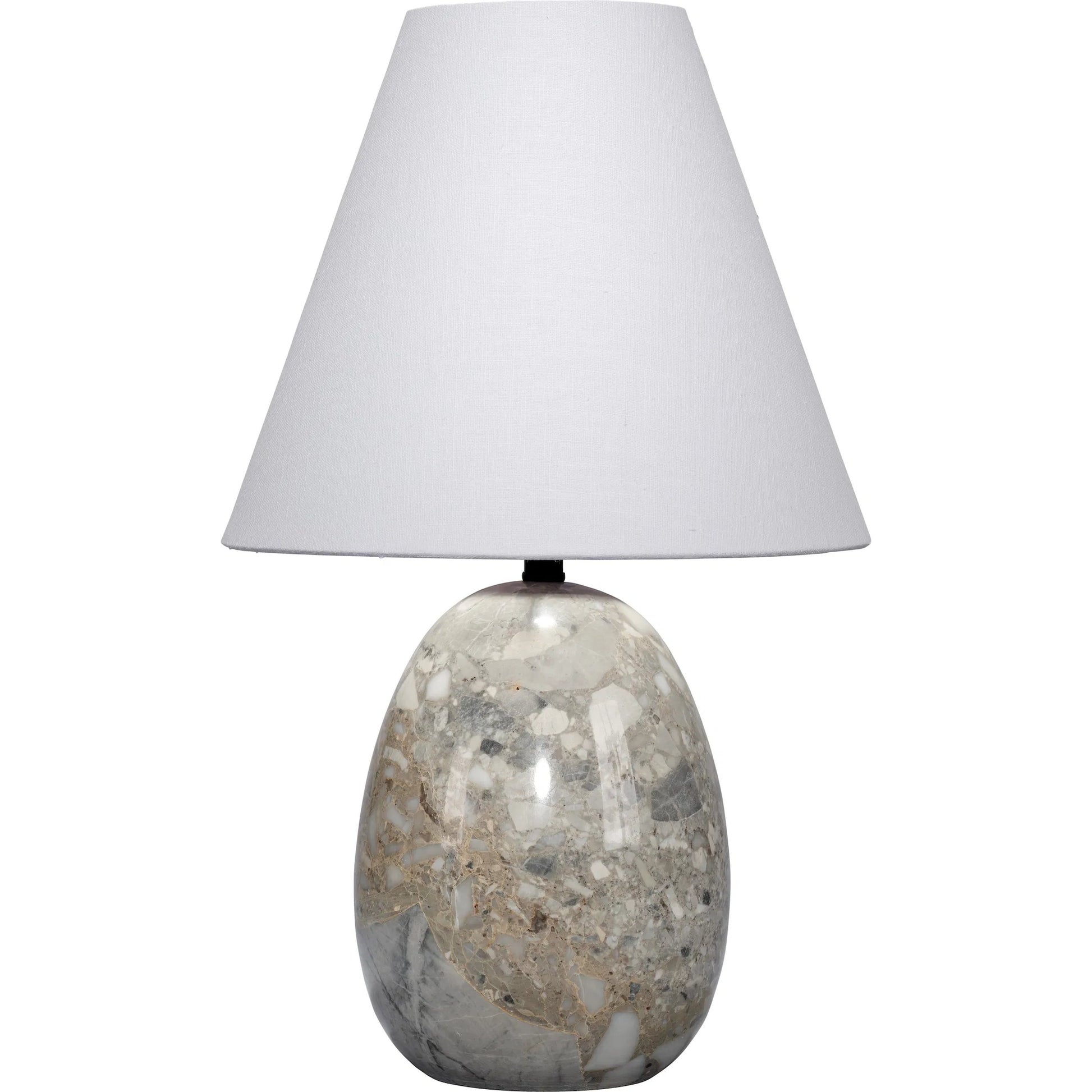 Capsule Travertine Table Lamp by Jamie Young in grey and grey travertine stone. Made from travertine in a modern style.