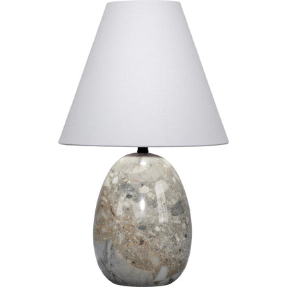 Capsule Travertine Table Lamp by Jamie Young in grey and grey travertine stone. Made from travertine in a modern style.