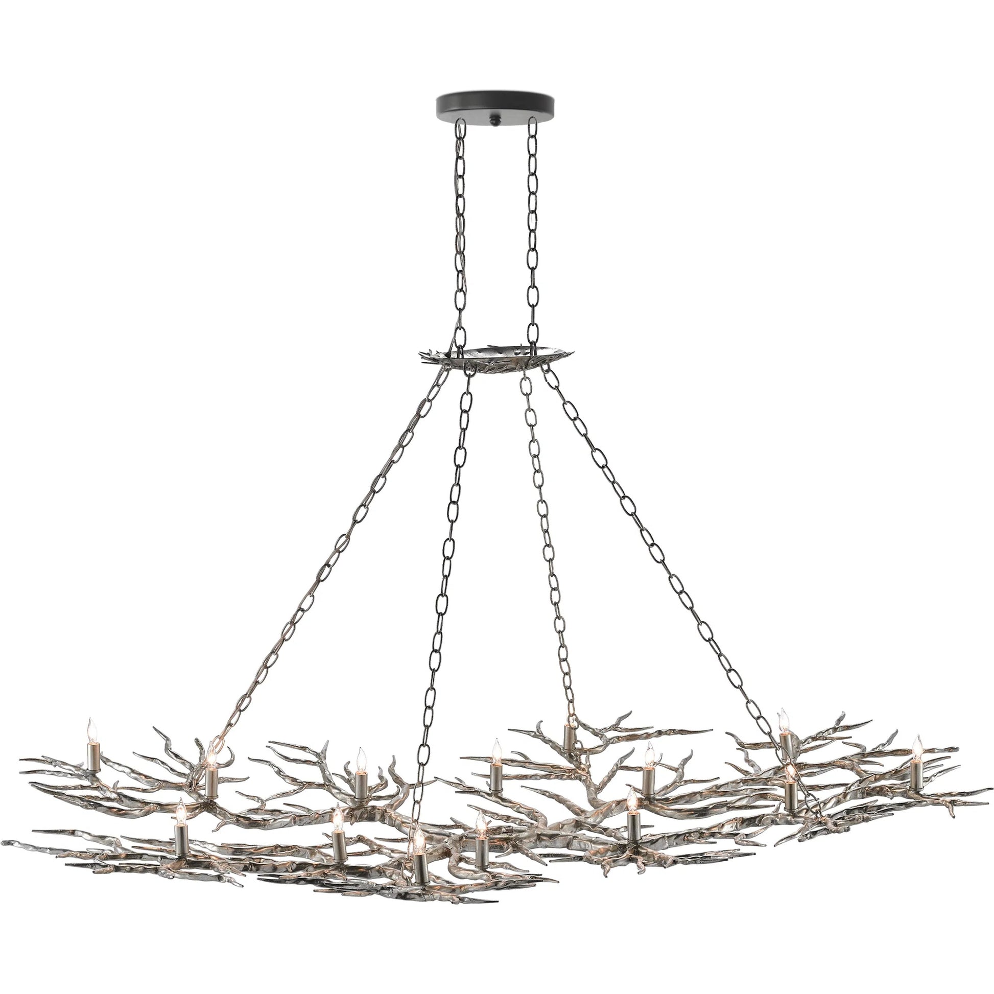 Rainforest Chandelier by Currey and Company in rustic bronze. Made from unique in a rustic style.