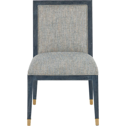 Santos Side Chair by Currey and Company. Made from mahogany, rattan, brass in a modern style.