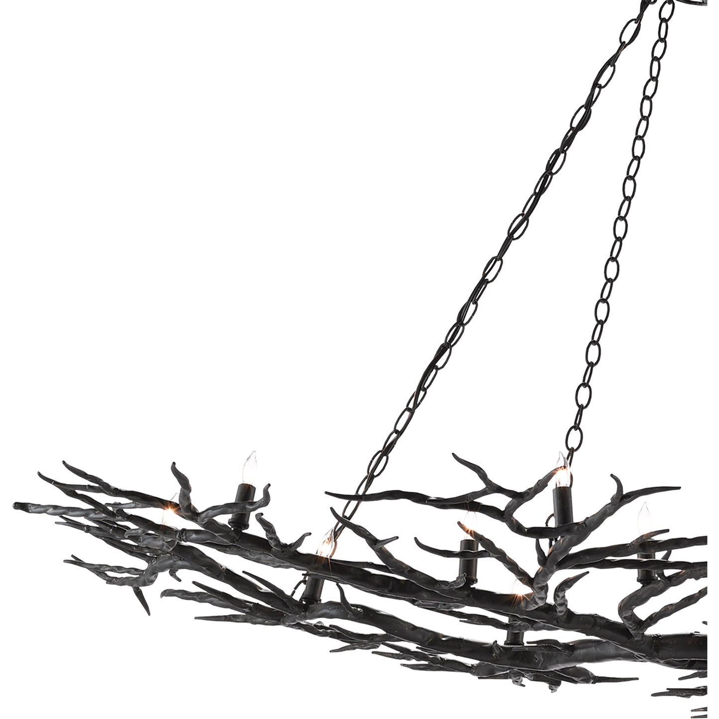 017 S-223694 | Closeup | Rainforest Chandelier by Currey and Company in rustic bronze. Made from unique in a rustic style.