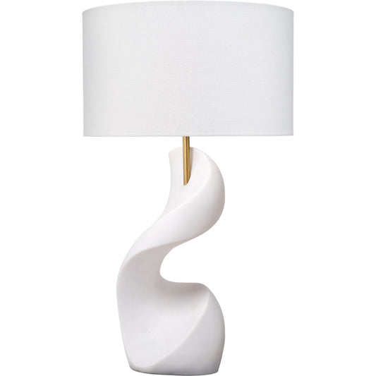 Cobra Table Lamp by The Livingston Collection in white and smooth white ricestone. Made from ricestone, metal in a unique style.
